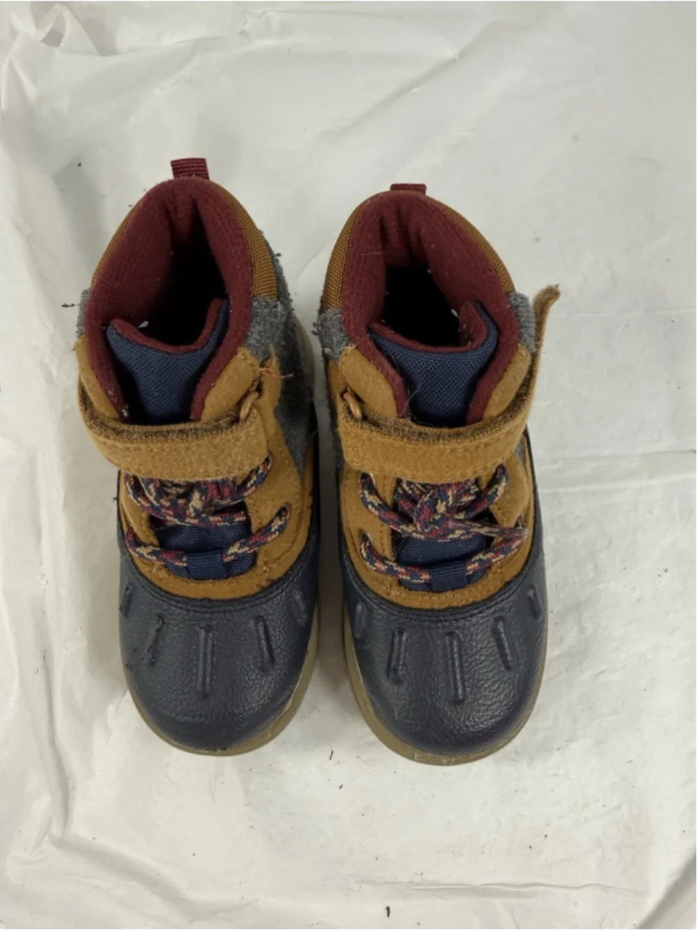 Carter's Freddie Boots Toddler Boys Size 7 Brown Snow Winter Lined Hook Loop